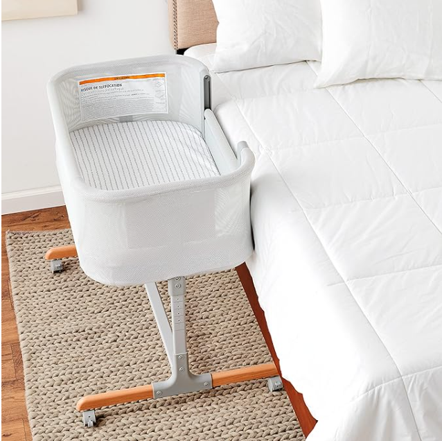 Skip Hop Baby Bassinet, Cozy Up 2-in-1 Bedside Sleeper & Bassinet, Grey