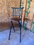 Mainstays Indoor Metal Folding Stool with Slat Back and Microfiber Seat